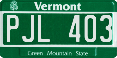 VT license plate PJL403