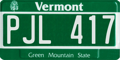 VT license plate PJL417