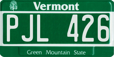 VT license plate PJL426