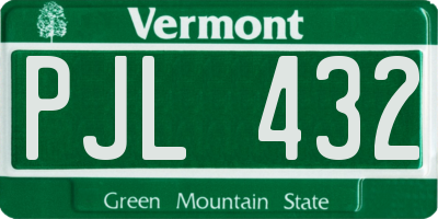 VT license plate PJL432