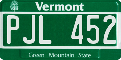 VT license plate PJL452