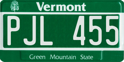VT license plate PJL455