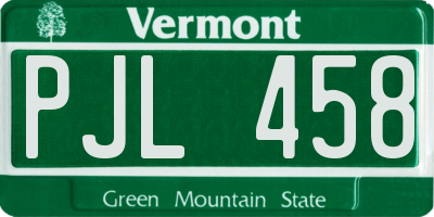 VT license plate PJL458
