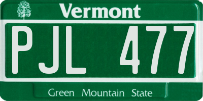 VT license plate PJL477
