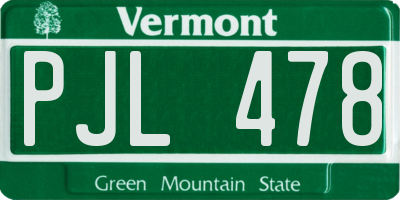 VT license plate PJL478