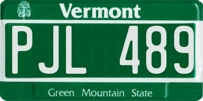 VT license plate PJL489