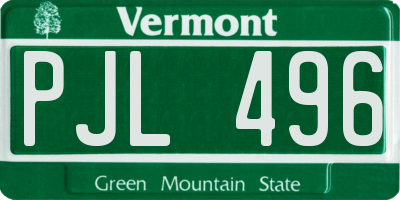 VT license plate PJL496