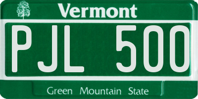 VT license plate PJL500