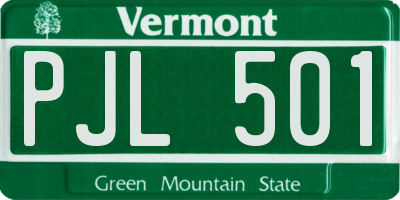 VT license plate PJL501