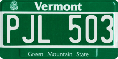 VT license plate PJL503
