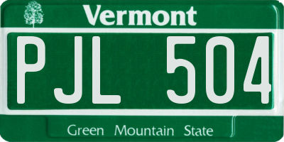 VT license plate PJL504