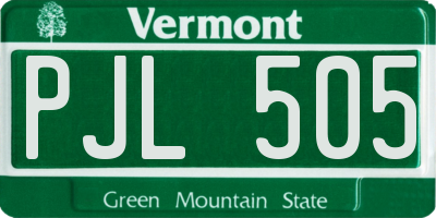 VT license plate PJL505