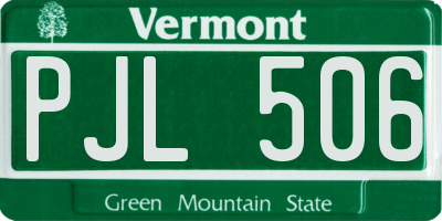 VT license plate PJL506