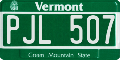 VT license plate PJL507