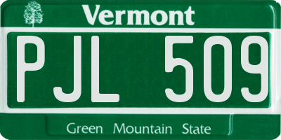 VT license plate PJL509