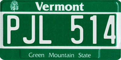 VT license plate PJL514