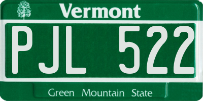 VT license plate PJL522