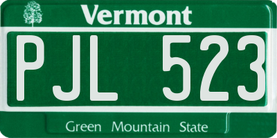 VT license plate PJL523