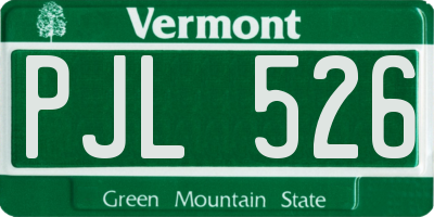 VT license plate PJL526
