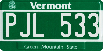 VT license plate PJL533