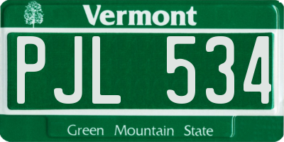 VT license plate PJL534