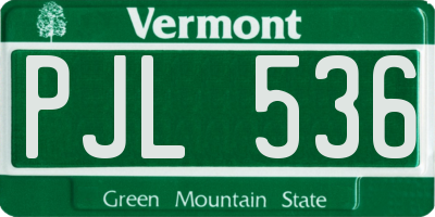 VT license plate PJL536