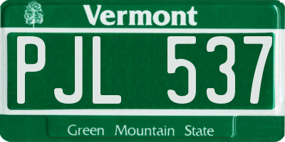 VT license plate PJL537