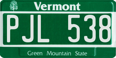 VT license plate PJL538