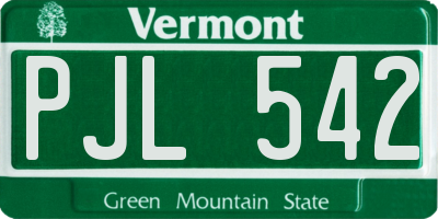 VT license plate PJL542