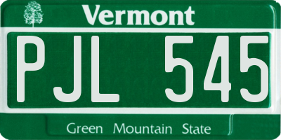 VT license plate PJL545