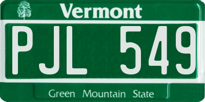 VT license plate PJL549