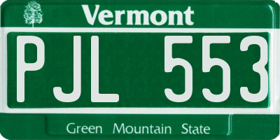 VT license plate PJL553