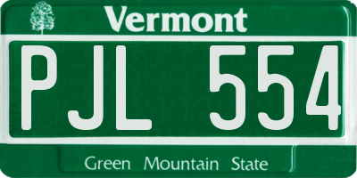 VT license plate PJL554