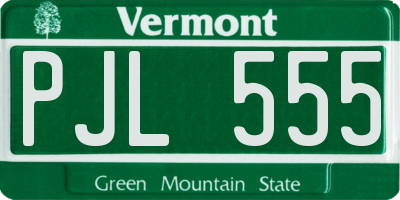 VT license plate PJL555