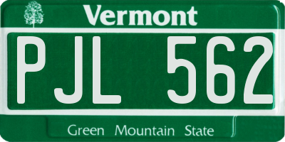 VT license plate PJL562
