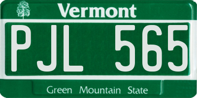 VT license plate PJL565