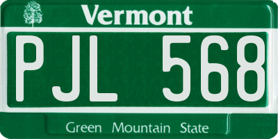 VT license plate PJL568