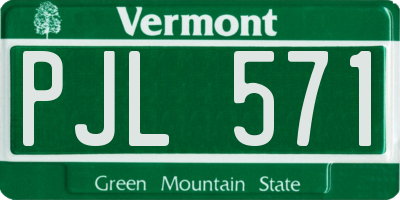 VT license plate PJL571