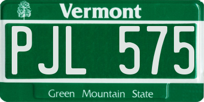 VT license plate PJL575
