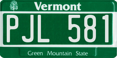 VT license plate PJL581