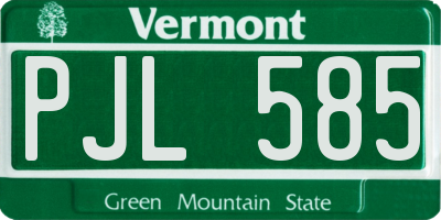 VT license plate PJL585