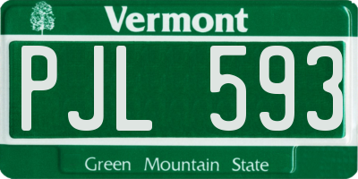 VT license plate PJL593