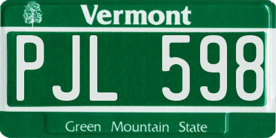 VT license plate PJL598