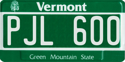 VT license plate PJL600