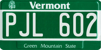 VT license plate PJL602