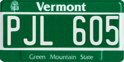 VT license plate PJL605