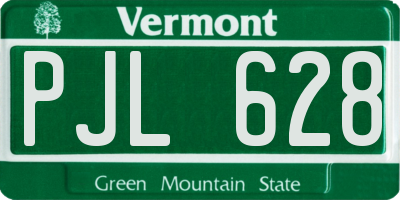 VT license plate PJL628