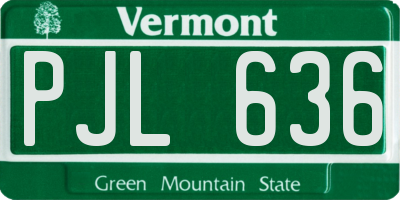 VT license plate PJL636