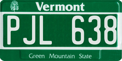 VT license plate PJL638