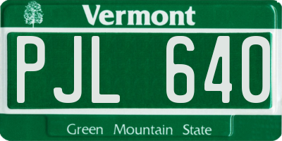 VT license plate PJL640